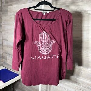 Women's Long Sleeve Maroon Namaste Top 833